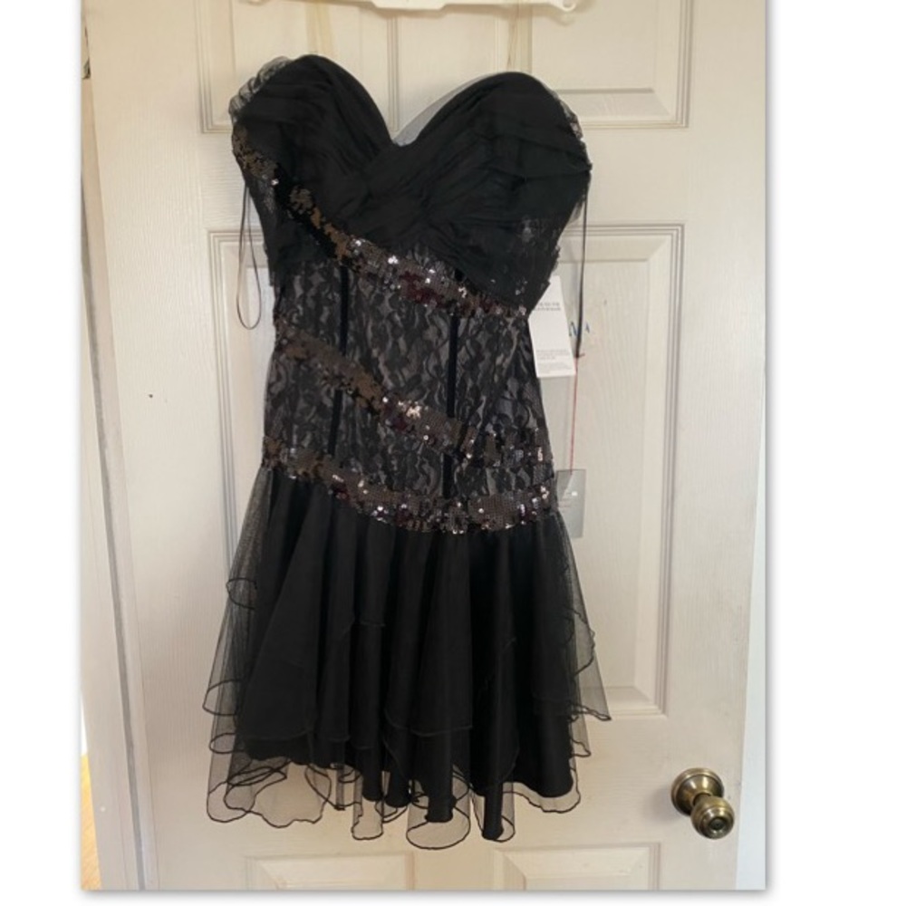 Lord + Taylor black strapless sequins dress
